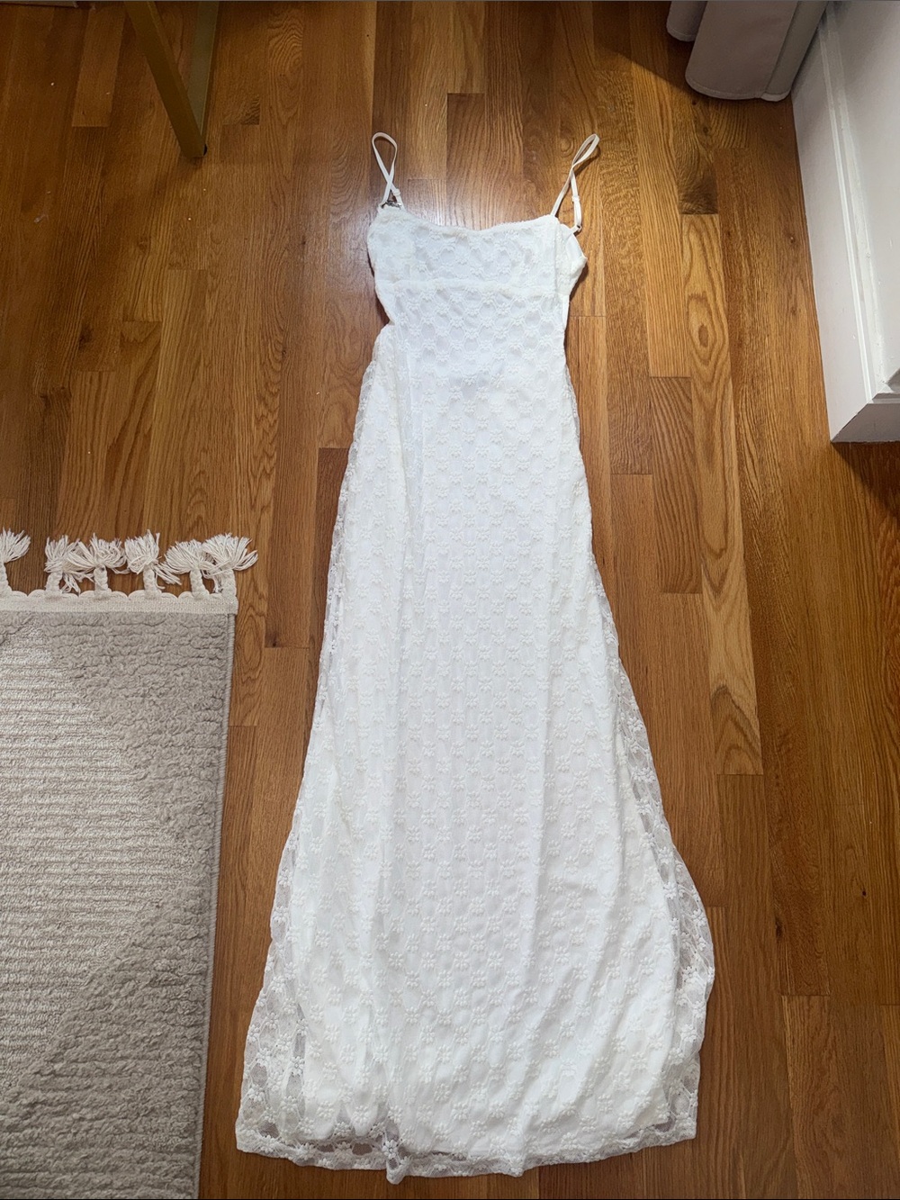 White Lace Floral Maxi Dress